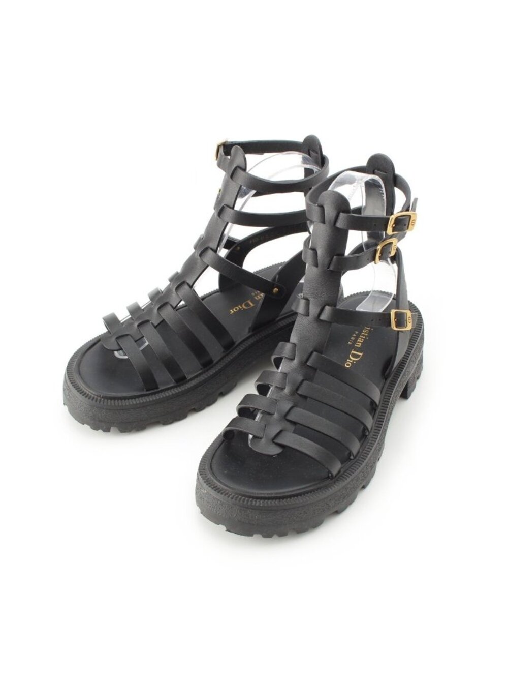 Dior Bay Platform Gurkha Sandals Shoes Black